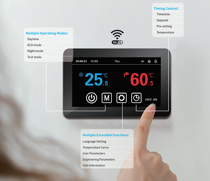 R32-W&auml;rmepumpe mit intelligentem Touchscreen