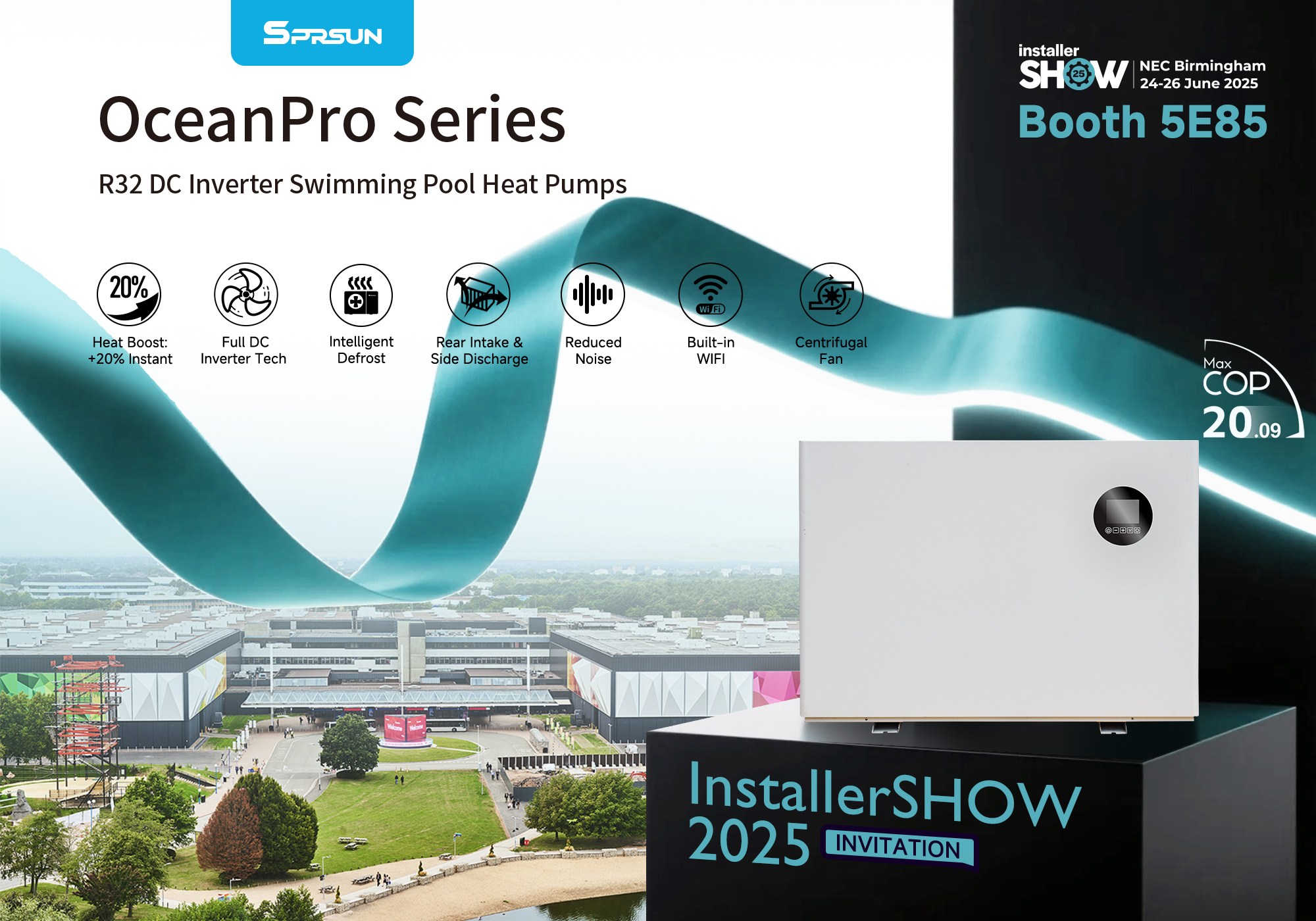 Oceanpro Series DC Wechselrichterpool -Wärmepumpe