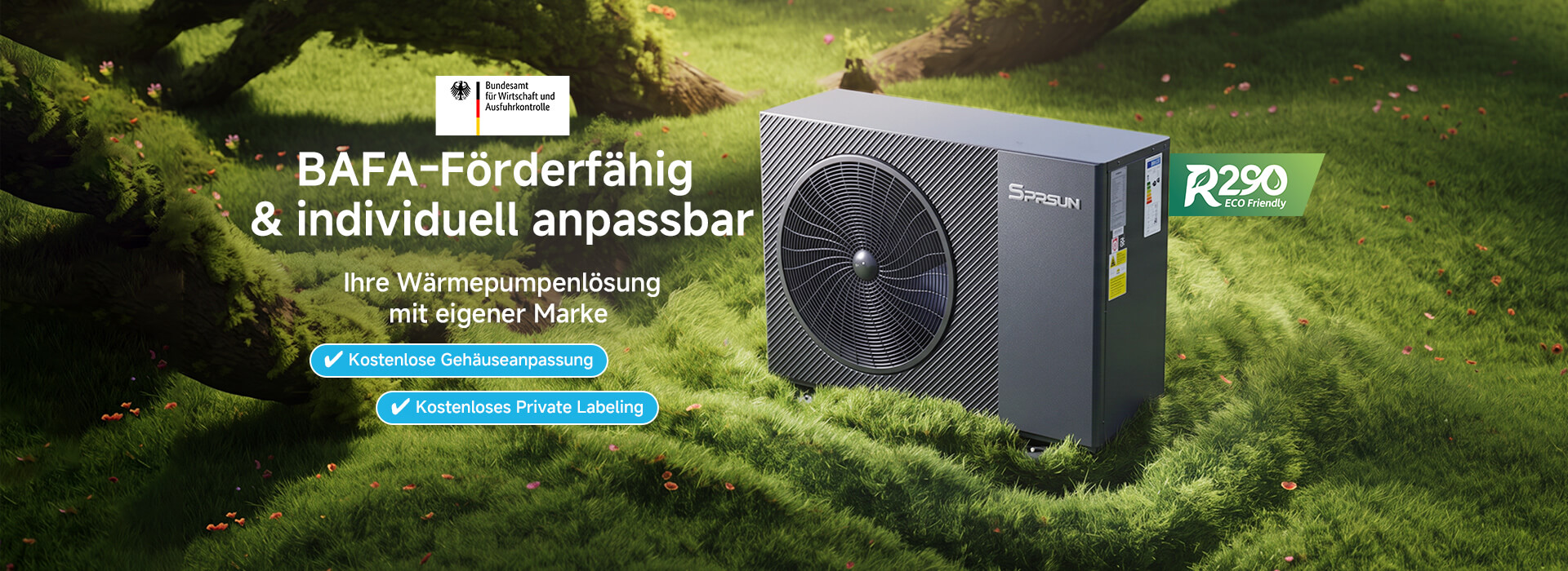 SPRSUN R290 Greenery series heat pump is in Germany BAFA list