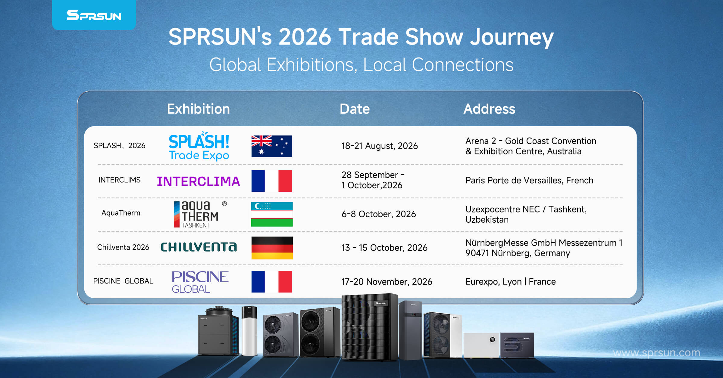 Verbinden Sie sich mit der Welt: : Begleiten Sie SPRSUN auf unserer globalen Tour